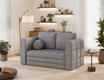 Canapea Kastol , gri bouclé extensibil, 137x71x74 cm – Royal 04 - Img 6