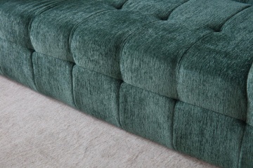 Detaliu parte fromntala canapea verde memory foam