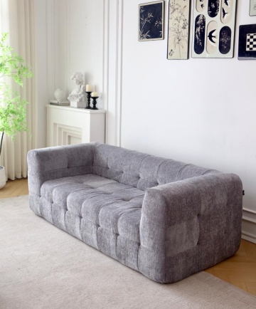 Canapea gri catifelată design minimalist