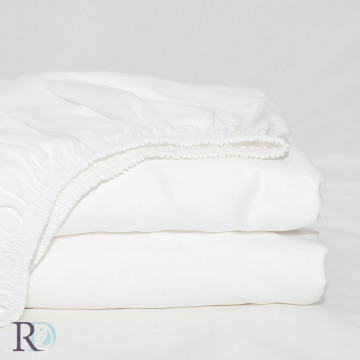 Cearceaf cu elastic, 100% bumbac, tesatura satin, alb, Roxyma Dream