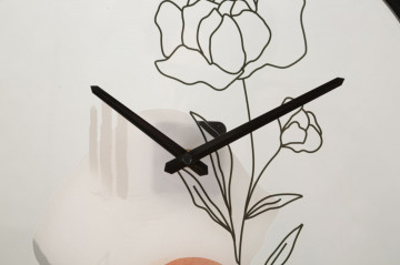 Ceas decorativ alb/negru din metal, ∅ 40 cm, Flower Mauro Ferretti - Img 2