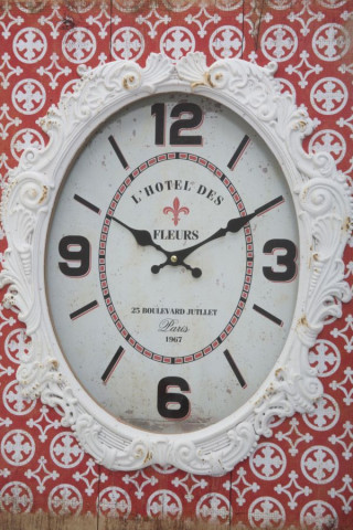 Ceas decorativ alb / rosu din lemn si sticla, 58 x 42 x 7,5 cm, Shiny Mauro Ferreti - Img 3