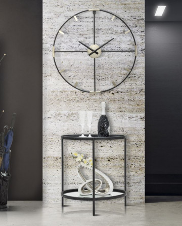 Ceas decorativ argintiu/negru din metal, ∅ 60 cm, Sticky Mauro Ferretti - Img 5