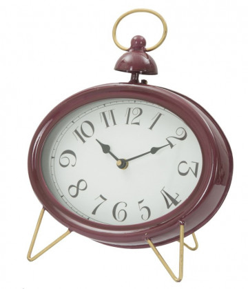 Ceas decorativ de masa rosu bordo din metal, 28,5x5,5x33,5 cm, Glam Bordeaux Mauro Ferretti - Img 3
