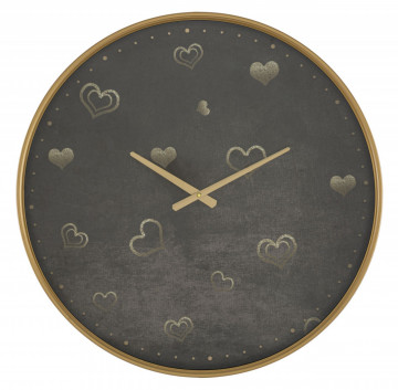 Ceas decorativ negru/auriu din metal, ∅ 60 cm, Hearts Mauro Ferretti - Img 1