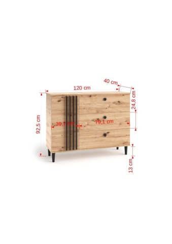 Comodă LIVIA 03 – 120x40x92.5 cm – Stejar Artisan - Img 4