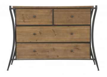 Comoda maro / gri din metal si lemn de brad, 122 x 49 x 85 cm, Glasgow Mauro Ferreti - Img 3