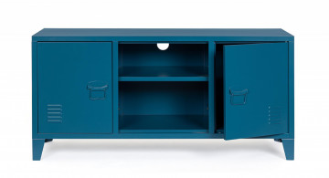 Comoda TV albastra din metal, 120,5x40x58,5 cm, Cambridge Bizzotto - Img 6