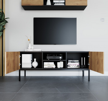 Comodă TV cu doua usi si doua rafturi, 120x50 cm, Lanzzi, Eltap - Img 3