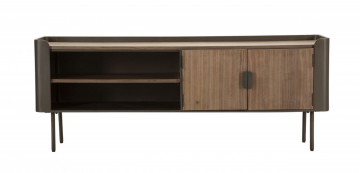 Comoda TV maro / gri din metal si lemn de brad, 150 x 42 x 58 cm, Toronto Mauro Ferreti - Img 2