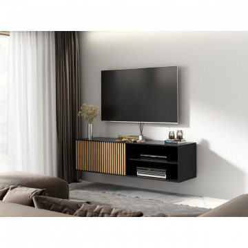 Comodă TV Meorati 150 wall-mounted Media cabinet negru – Negru - Img 3