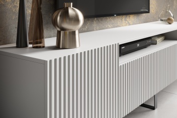 Comodă TV NOEMI Stand – 200x41x53 cm – Alb – prezentare alternativă a produsului