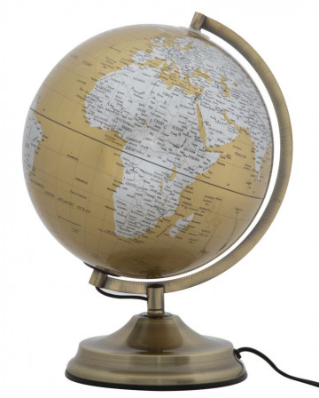 Decoratiune cu lumina ambientala glob auriu/argintiu din metal, ∅ 25 cm, Globe Mauro Ferretti - Img 1