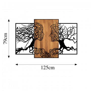 Decoratiune de perete, Tree Love, 50% lemn/50% metal, Dimensiune: 125 x 3 x 79 cm, Nuc negru - Img 7