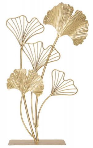 Decoratiune frunze aurii din metal, 26x11,5x44,5 cm, Leaf Mauro Ferretti - Img 1