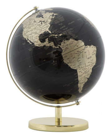 Decoratiune glob negru/auriu din metal, ∅ 25 cm, Globe Mauro Ferretti - Img 4