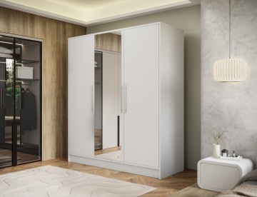 Dulap cu 3 usi si oglinda Alarica 180x60x200 cm – Alb – cadru suplimentar din prezentarea produsului