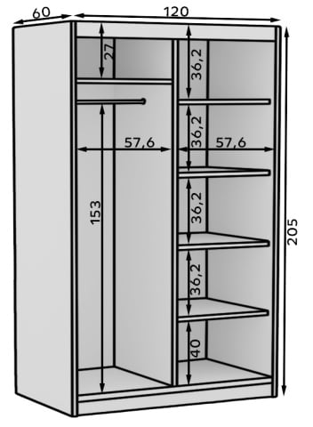 Dulap cu usi glisante 120x205 cm, Delia, ADRK Furniture - Img 9