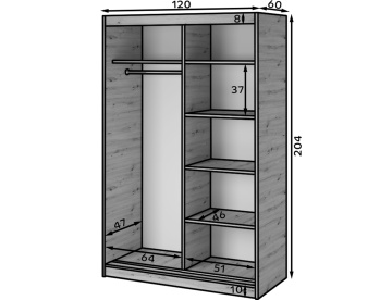 Dulap cu uși glisante Emerio II, 120x60x204 cm – Stejar Artisan – imagine de catalog suplimentară