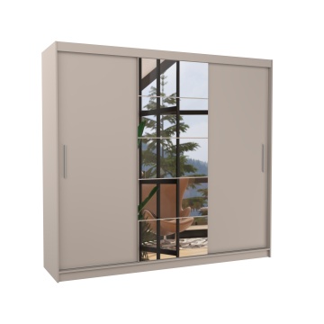 Dulap cu uși glisante ERWIN – cu oglindă – 235x59x215 cm – Cașmir