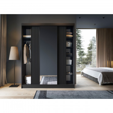 Dulap cu uși glisante Prescco III, 180x60x220 cm – Negru