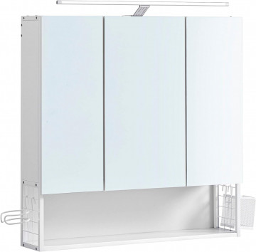 Dulap de perete cu oglinda si iluminare LED, PAL melaminat, alb, Vasagle - Img 1