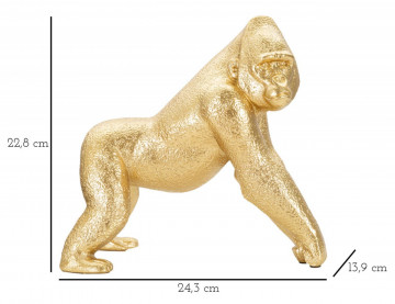Figurina decorativa aurie din polirasina, 24,3x13,9x26,5 cm, Gorilla Mauro Ferretti - Img 5