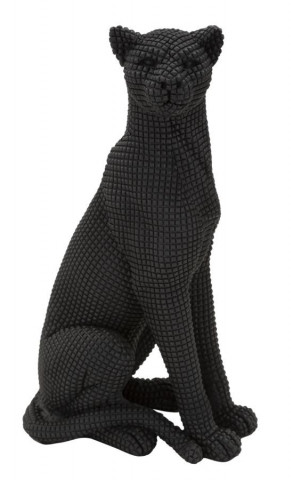Figurina decorativa neagra din polirasina, 15x10x27 cm, Leopard Mauro Ferretti - Img 1