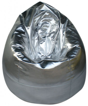 Fotoliu Bean Bag argintiu din piele ecologica, Ø 90 x 105 cm, Enjoy Mauro Ferreti - Img 2