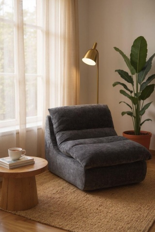 Fotoliu modular gri antracit catifea moale
