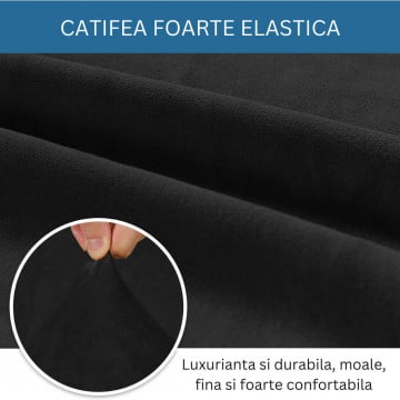 Husa elastica din catifea, canapea 3 locuri, cu brate, negru, HCCJ3-01 - Img 13