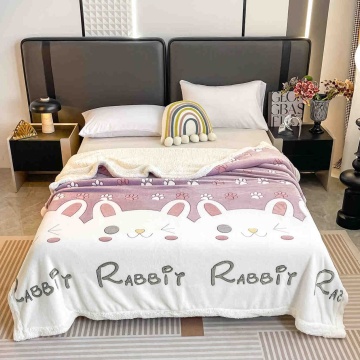 JoJo Home, Patura cocolino dubla cu blanita, 200x230 cm, alb / mov deschis, PDBJ-123