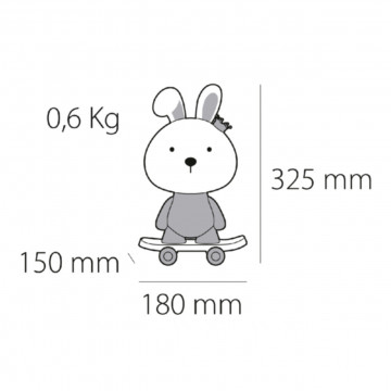 Lampa de veghe pentru copii Cute Pet Rabbit 4, 1x E14 / 7W / 12V, gri, Kelektron - Img 5