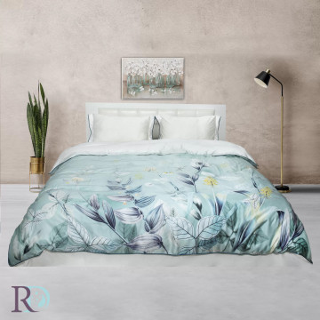 Lenjerie de pat, 100% tencel, alb / turquoise, Roxyma Dream Josephine - Img 1