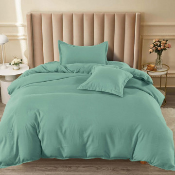 Lenjerie de pat cu elastic, tesatura tip finet, uni, pat 1 persoana, 4 piese, vernil, T60-60