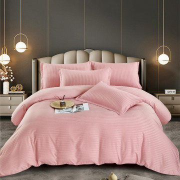 Lenjerie de pat, damasc, pat 2 persoane, roz pal, 6 piese, Jo-Jo - Img 1