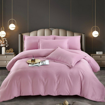 Lenjerie de pat, damasc, roz, 6 piese, pat 2 persoane, Jo-Jo - Img 1