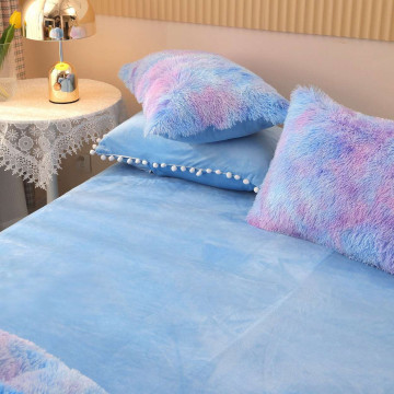 Lenjerie de pat super pufoasa, pat 2 persoane, 6 piese, bleu / roz, LLJ-24 - Img 5