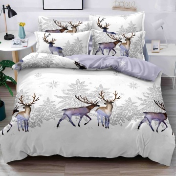 Lenjerie Finet 4 Piese | Model Reni Argintii pe Fundal Alb | Pat 1 Persoană | Jojo Home