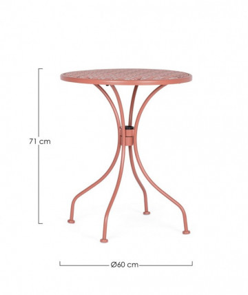 Masa de cafea pentru exterior rosu caramiziu din metal, ∅ 60 cm, Lizette Bizzotto - Img 3