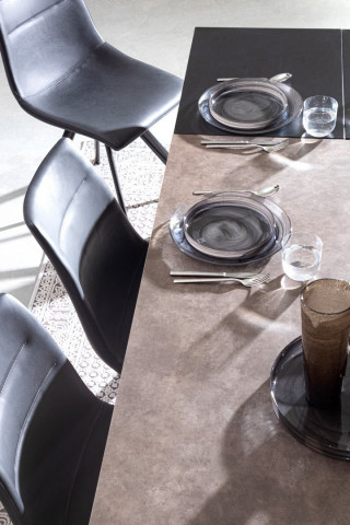 Masa dining extensibila pentru 10 persoane maro/negru din ceramica si MDF, 160-220 cm, Briva Bizzotto - Img 6