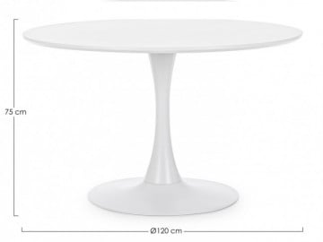 Masa dining pentru 6 persoane alba din MDF melaminat, ∅ 120 cm, Bloom Bizzotto - Img 2