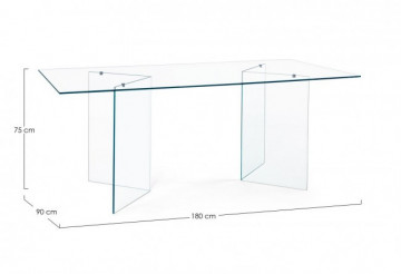 Masa dining pentru 8 persoane transparenta din sticla temperata, 180 cm, Iride Bizzotto - Img 2