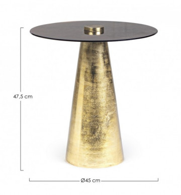 Masuta de cafea aurie din metal si sticla, ∅ 45 cm, Dinpal Bizzotto - Img 2