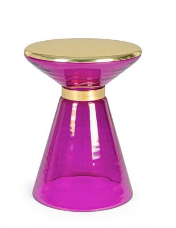 Masuta de cafea violet/aurie din sticla si metal, ∅ 36 cm, Meriel Bizzotto - Img 1