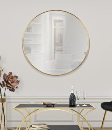 Oglinda decorativa aurie cu rama din metal, ∅ 100 cm, Elegant Mauro Ferretti - Img 4