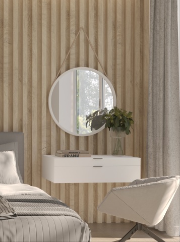 Oglindă Grace Round Mirror on a rope 60cm – Alb - Img 2