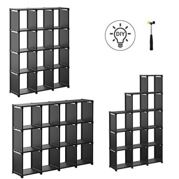 Organizator cub versatil, 105 x 30 x 140 cm, metal / textil, negru, Songmics - Img 4