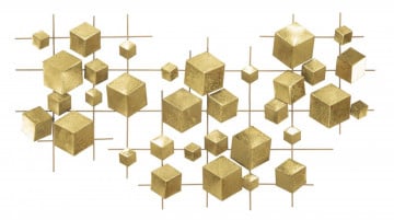 Panou decorativ auriu din metal, 90,5x3,5x50 cm, Abstract Mauro Ferretti - Img 1