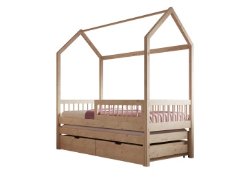 Pat House Artes II – cu somieră inclusă – Pine – House Bed Artes II – Varianta 1